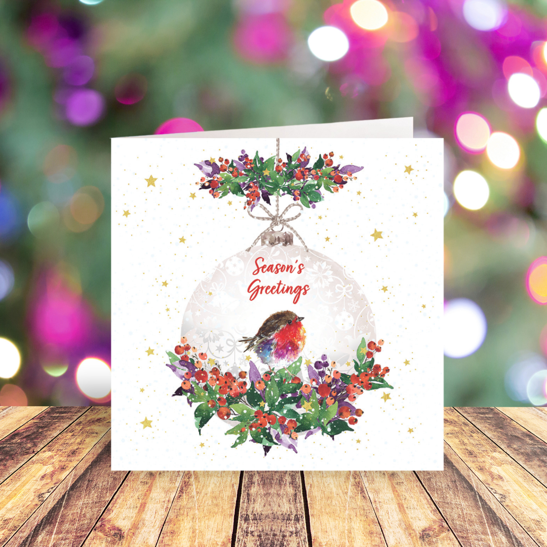 Floral Bauble with Robin cards