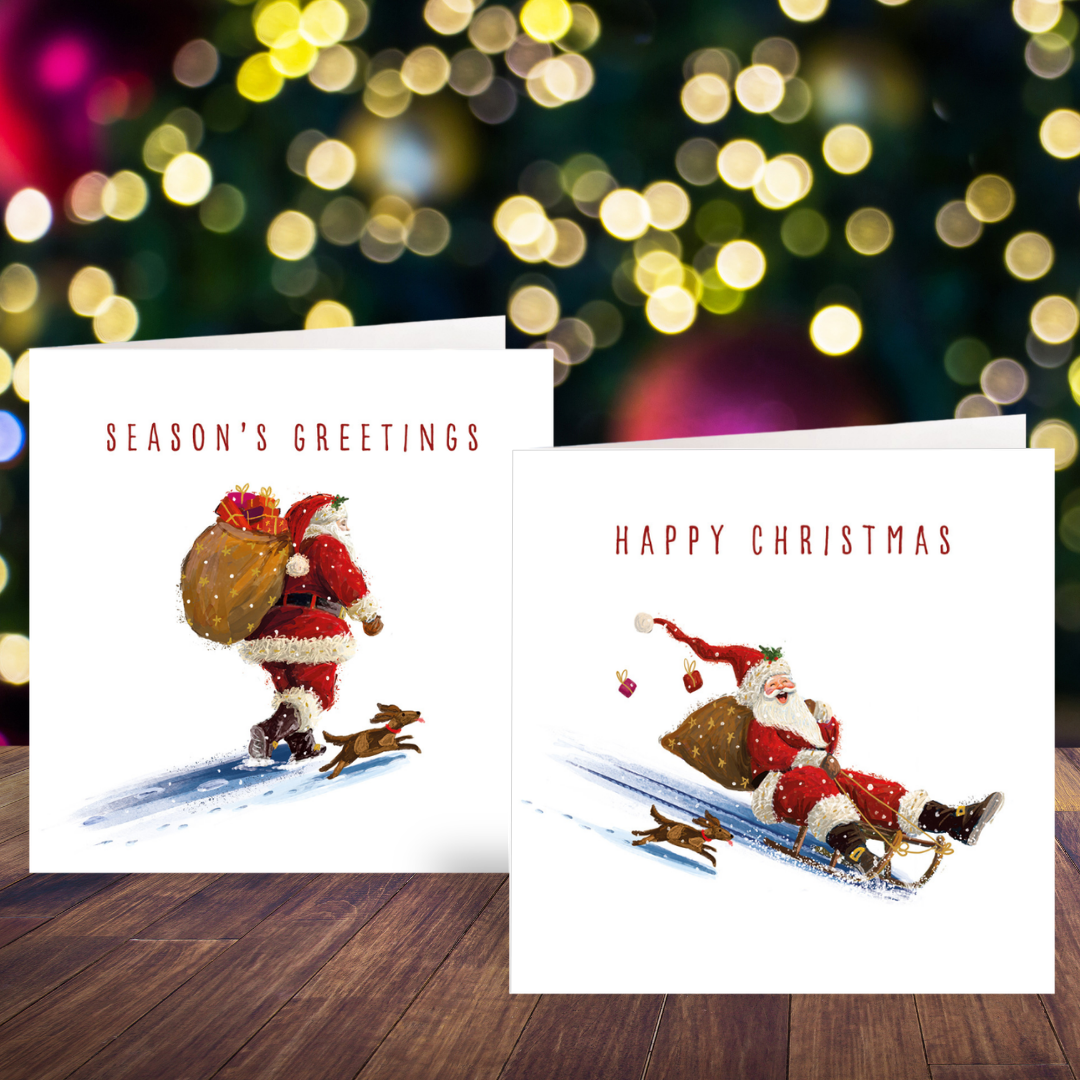 Santa's Best Friend card twin pack