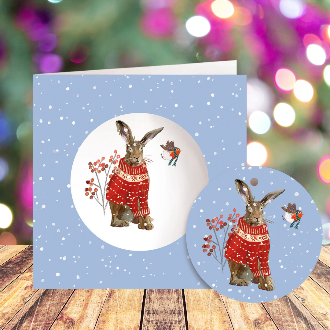 Winter Hares Bauble Cards