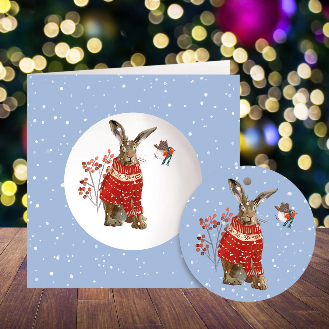 Winter Hares Bauble Cards