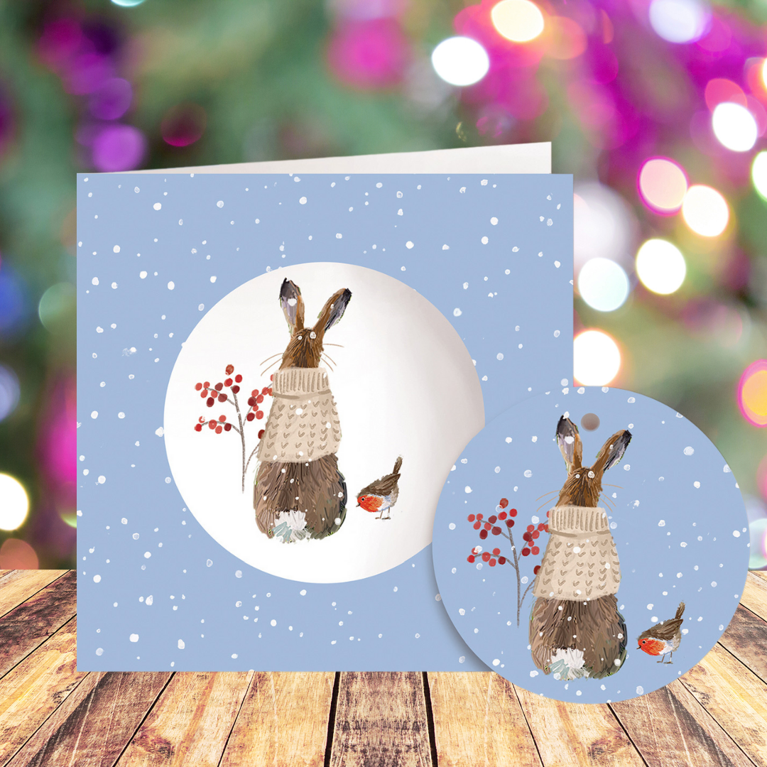 Winter Hares Bauble Cards