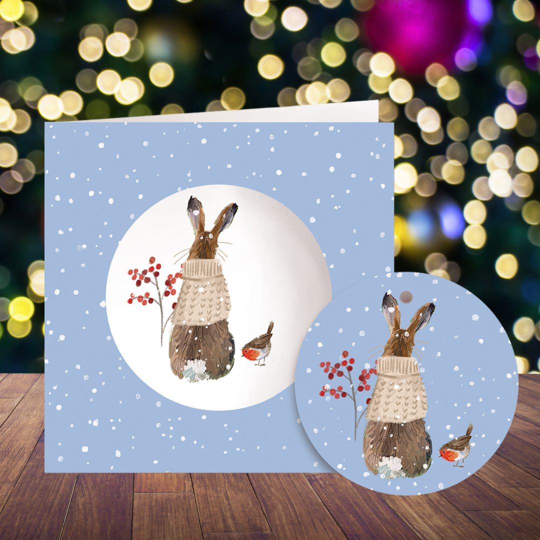 Winter Hares Bauble Cards