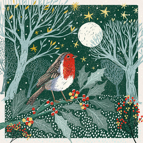 Robin On A Holly Branch cards
