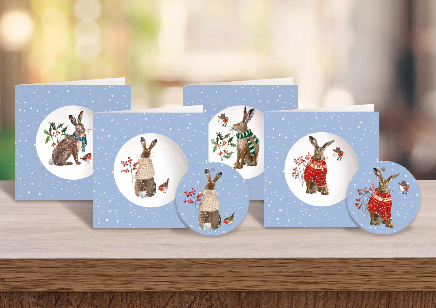 Winter Hares Bauble Cards