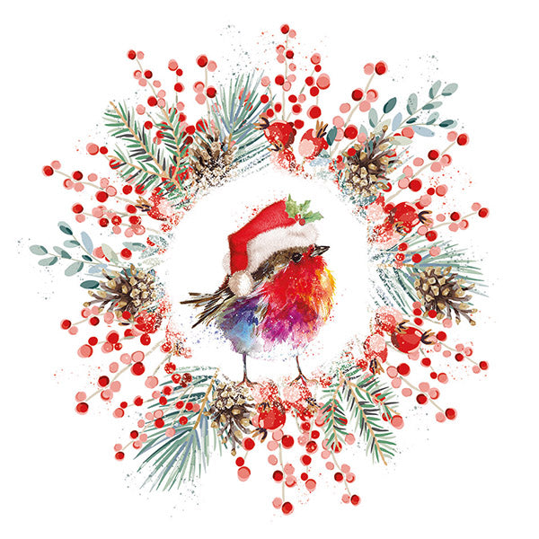 Fluffy Robin Junior Wreath and Fluffy Robin on Berry Branch cards twin pack