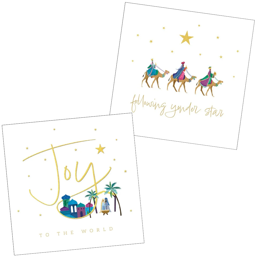 Joy To The World and Follow The Star cards twin pack