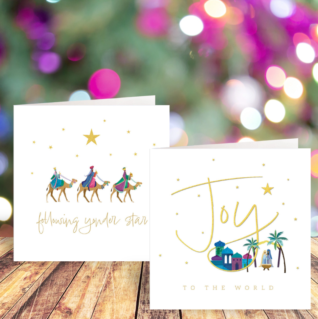Joy To The World and Follow The Star cards twin pack