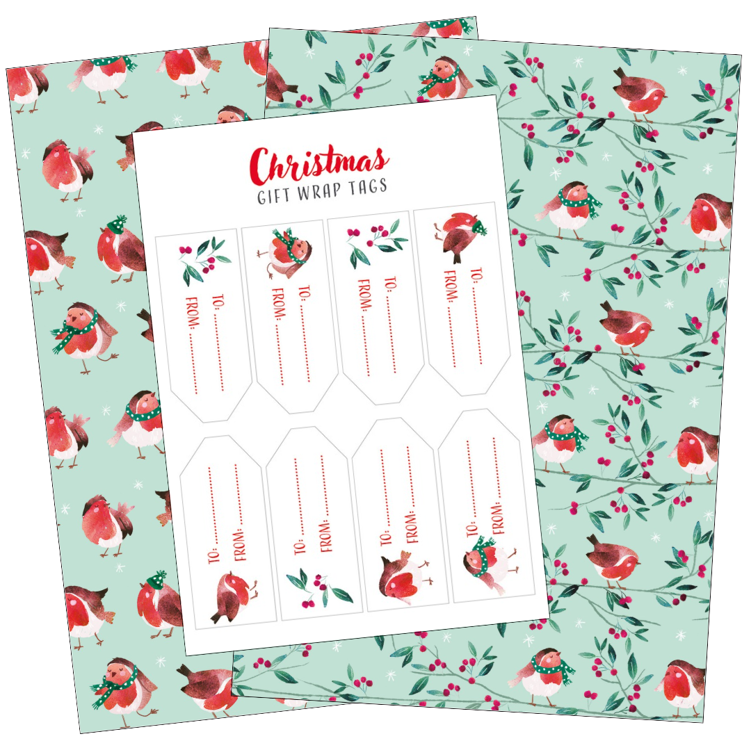Winter Robins gift wraps