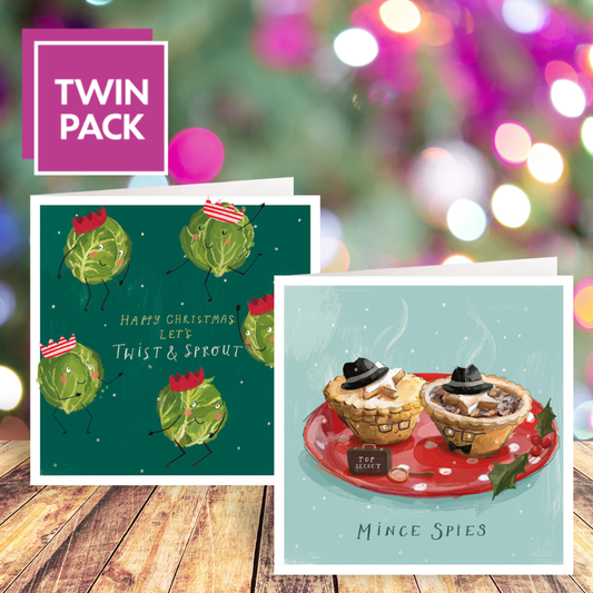 Mince Spies and Twist And Sprout cards twin pack