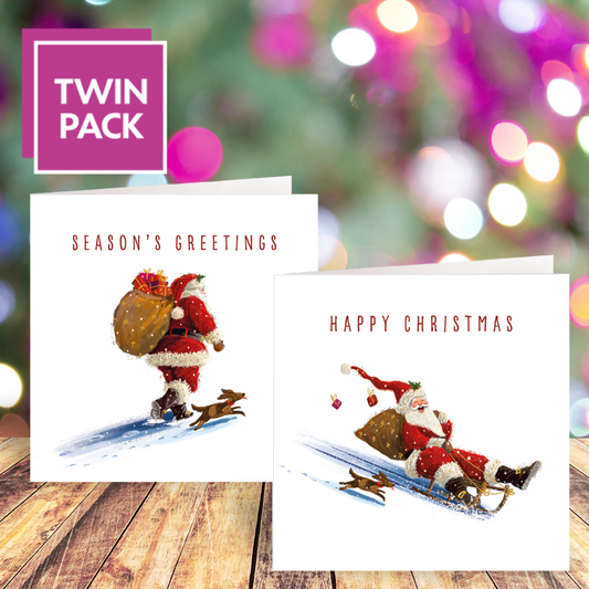 Santa's Best Friend card twin pack