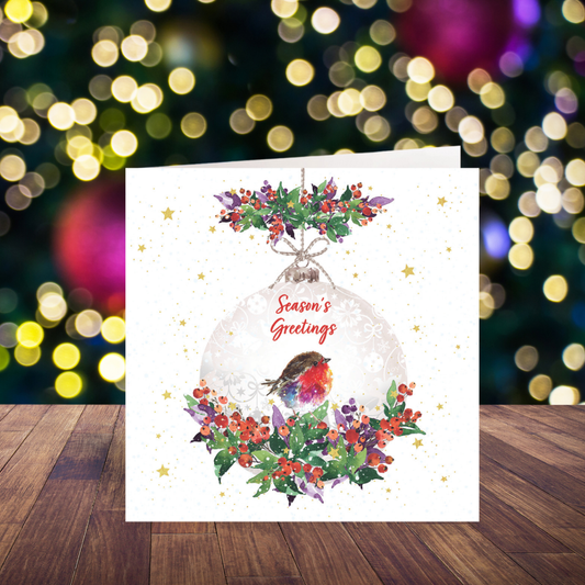 Floral Bauble with Robin cards