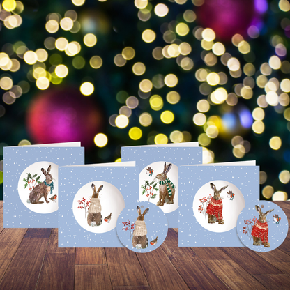 Winter Hares Bauble Cards