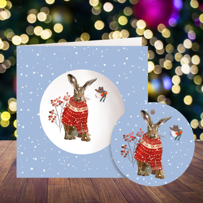 Winter Hares Bauble Cards