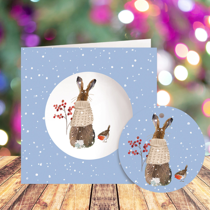 Winter Hares Bauble Cards