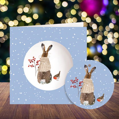 Winter Hares Bauble Cards