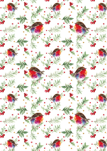 Robin and Berries Gift Wrap