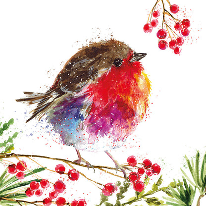 Fluffy Robin Junior Wreath and Fluffy Robin on Berry Branch cards twin pack