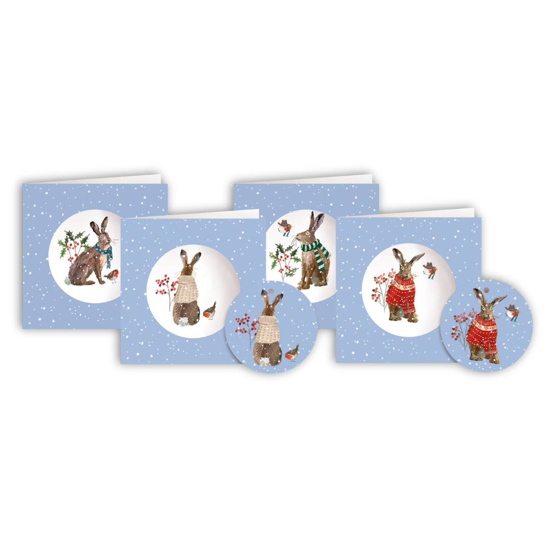 Winter Hares Bauble Cards