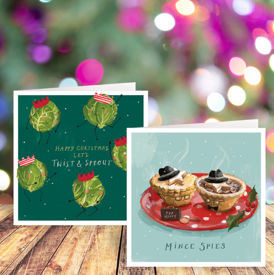 Mince Spies and Twist And Sprout cards twin pack