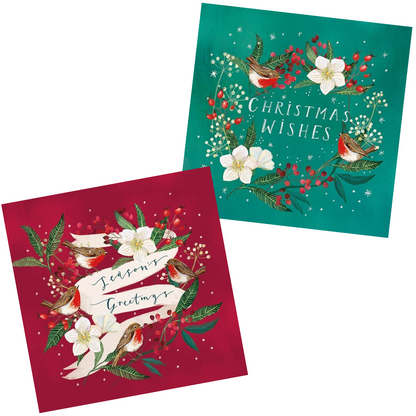 Hellebore Wreath and Christmas Garland cards twin pack