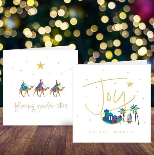 Joy To The World and Follow The Star cards twin pack