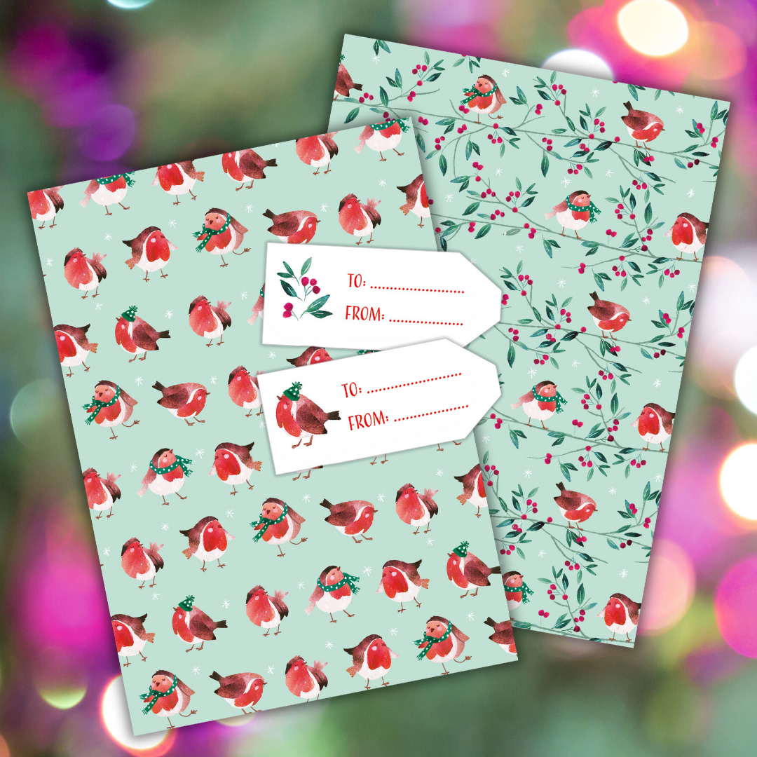 Winter Robins gift wraps