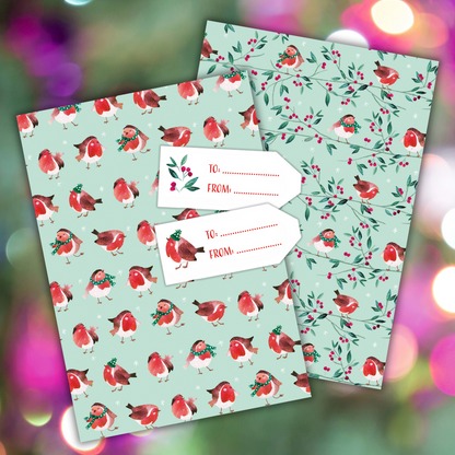 Winter Robins gift wraps